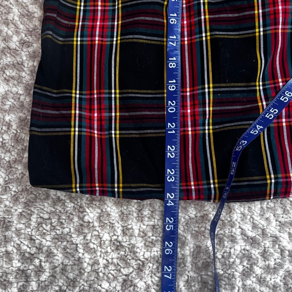 J.Crew Re-Imagined Plaid Puff Sleeve Blouse XL Black Red Holiday Back Tie Top - Picture 7 of 11